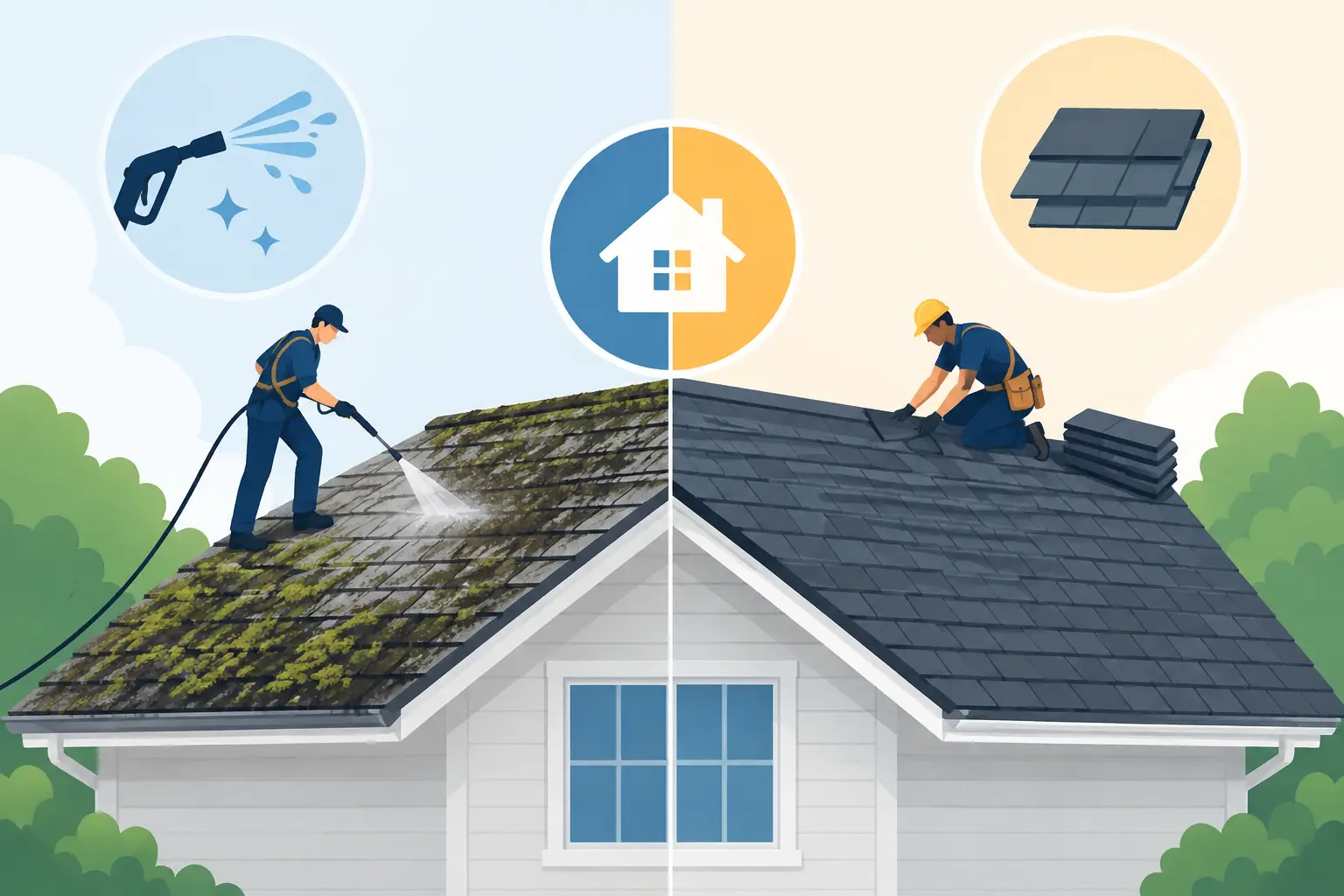 Roof Cleaning vs Roof Replacement - Which One?