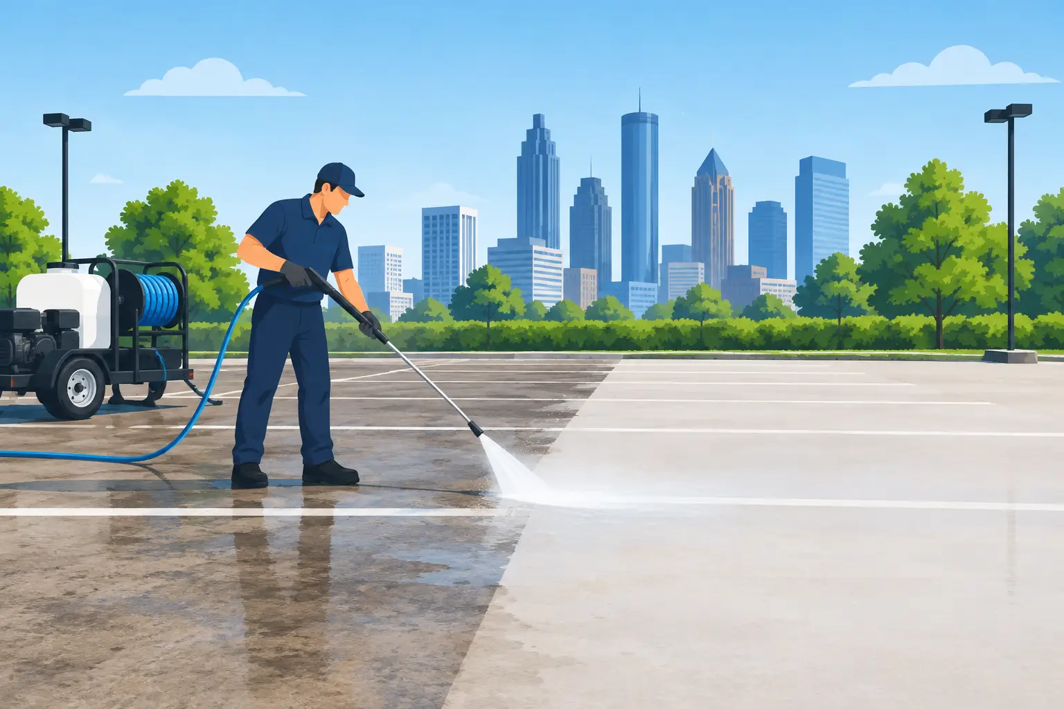 Concrete Parking Lot Cleaning Guide for Atlanta